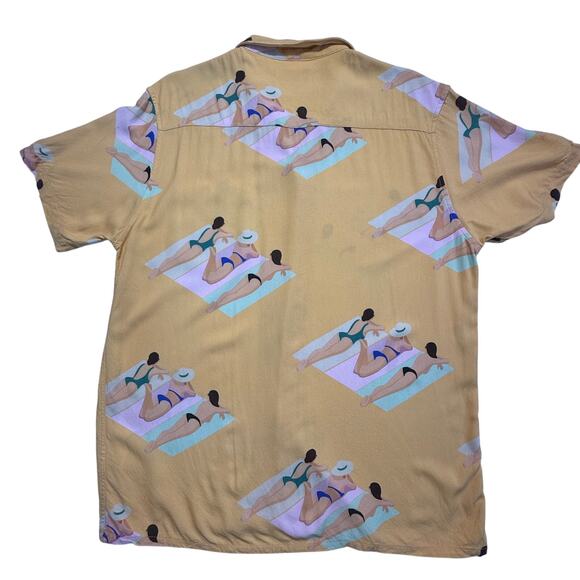 Duvin Design Co. "Have A Day" Button-Up Shirt Beach Sunbather Print Men Size M - Picture 2 of 11